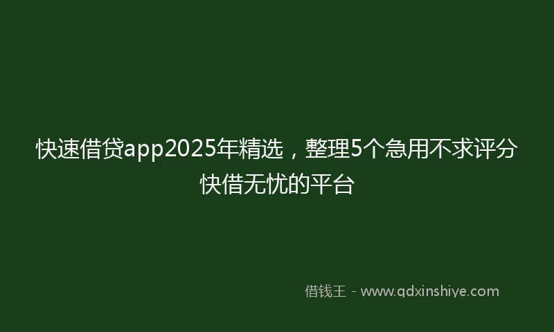 快速借贷app2025年精选，整理5个急用不求评分快借无忧的平台
