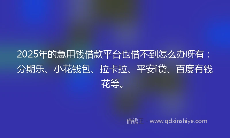 2025年的急用钱借款平台也借不到怎么办呀有：分期乐、小花钱包、拉卡拉、平安i贷、百度有钱花等。