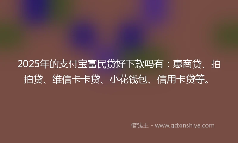 2025年的支付宝富民贷好下款吗有：惠商贷、拍拍贷、维信卡卡贷、小花钱包、信用卡贷等。