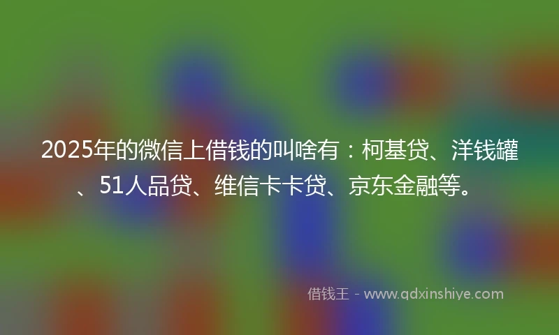 2025年的微信上借钱的叫啥有：柯基贷、洋钱罐、51人品贷、维信卡卡贷、京东金融等。