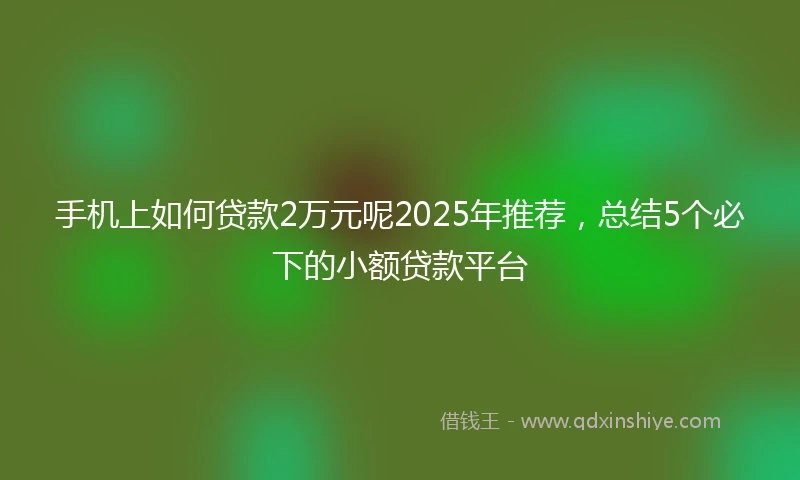 手机上如何贷款2万元呢2025年推荐，总结5个必下的小额贷款平台