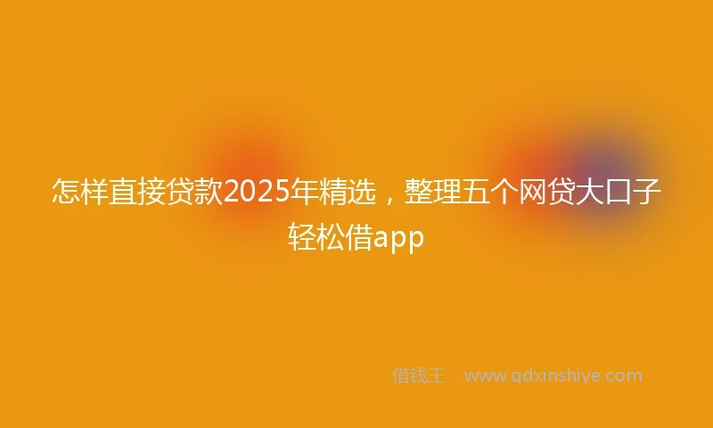 怎样直接贷款2025年精选，整理五个网贷大口子轻松借app
