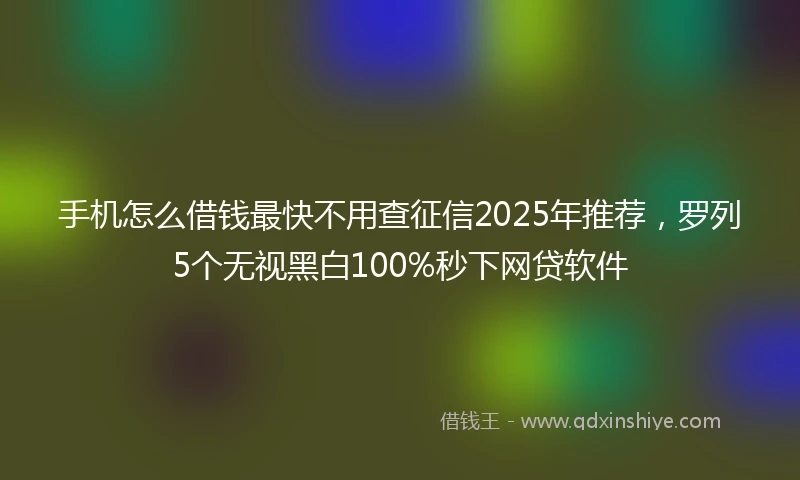 手机怎么借钱最快不用查征信2025年推荐，罗列5个无视黑白100%秒下网贷软件