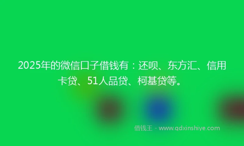 2025年的微信口子借钱有:还呗、东方汇、信用卡贷、51人品贷、柯基贷等。
