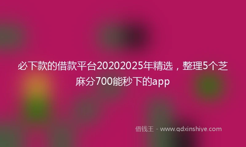 必下款的借款平台20202025年精选，整理5个芝麻分700能秒下的app