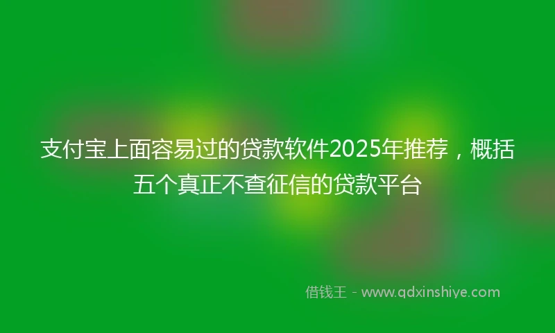 支付宝上面容易过的贷款软件2025年推荐，概括五个真正不查征信的贷款平台