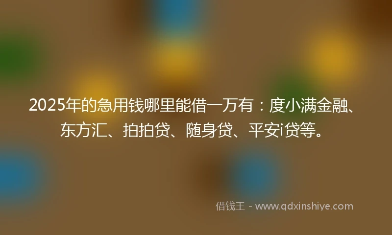 2025年的急用钱哪里能借一万有：度小满金融、东方汇、拍拍贷、随身贷、平安i贷等。