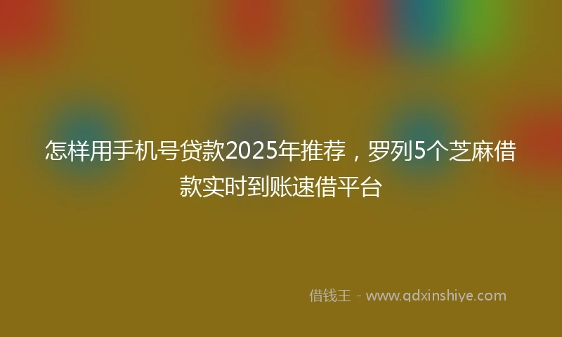 怎样用手机号贷款2025年推荐，罗列5个芝麻借款实时到账速借平台