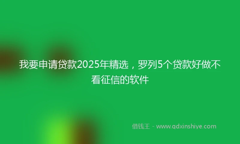 我要申请贷款2025年精选,罗列5个贷款好做不看征信的软件