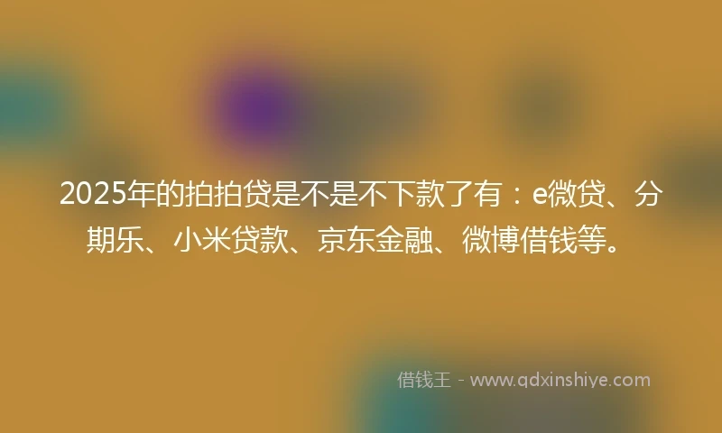 2025年的拍拍贷是不是不下款了有：e微贷、分期乐、小米贷款、京东金融、微博借钱等。