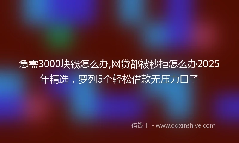 急需3000块钱怎么办,网贷都被秒拒怎么办2025年精选，罗列5个轻松借款无压力口子