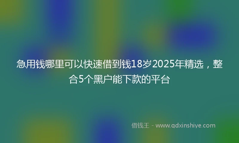 急用钱哪里可以快速借到钱18岁2025年精选，整合5个黑户能下款的平台