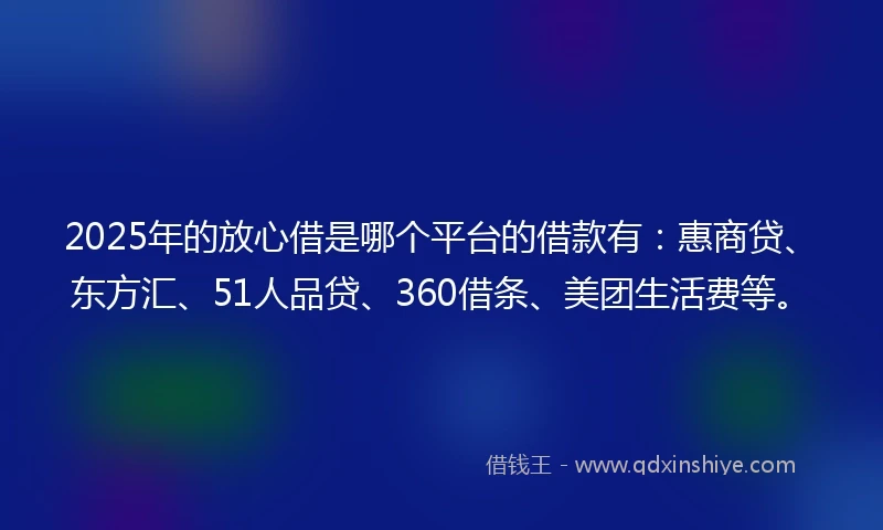 2025年的放心借是哪个平台的借款有：惠商贷、东方汇、51人品贷、360借条、美团生活费等。