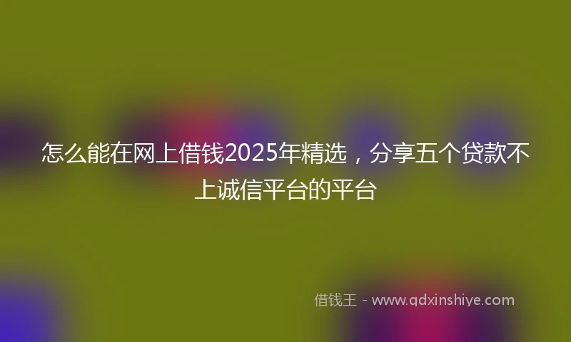 怎么能在网上借钱2025年精选，分享五个贷款不上诚信平台的平台