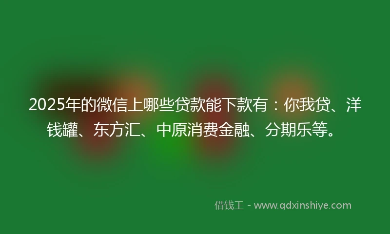 2025年的微信上哪些贷款能下款有：你我贷、洋钱罐、东方汇、中原消费金融、分期乐等。