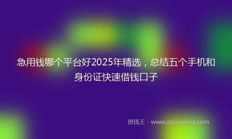 急用钱哪个平台好2025年精选，总结五个手机和身份证快速借钱口子