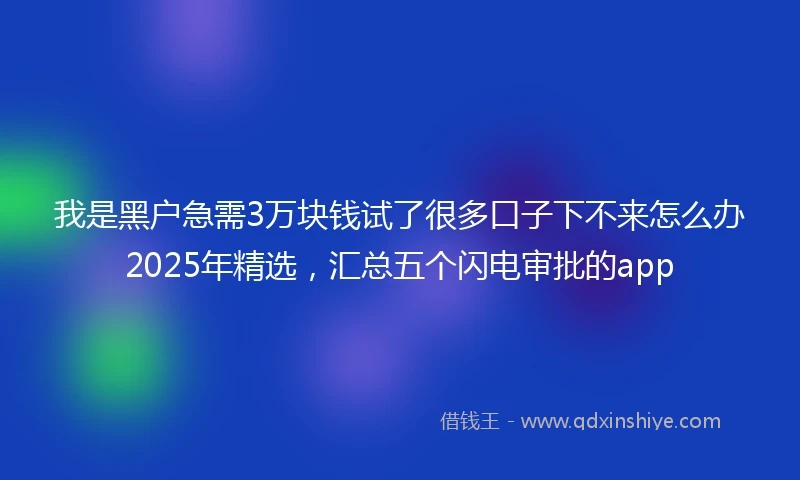 我是黑户急需3万块钱试了很多口子下不来怎么办2025年精选，汇总五个闪电审批的app