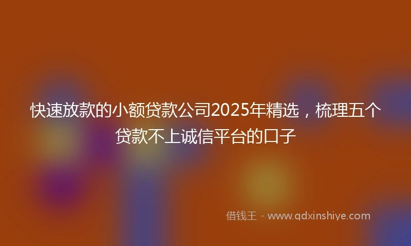 快速放款的小额贷款公司2025年精选，梳理五个贷款不上诚信平台的口子