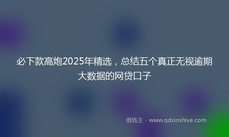 必下款高炮2025年精选，总结五个真正无视逾期大数据的网贷口子