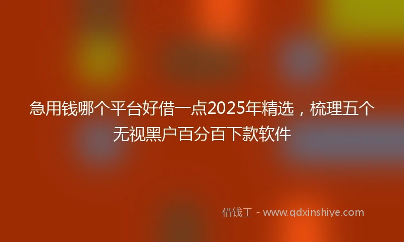 急用钱哪个平台好借一点2025年精选，梳理五个无视黑户百分百下款软件