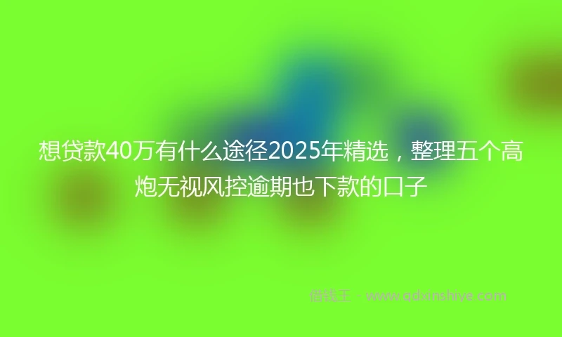 想贷款40万有什么途径2025年精选，整理五个高炮无视风控逾期也下款的口子