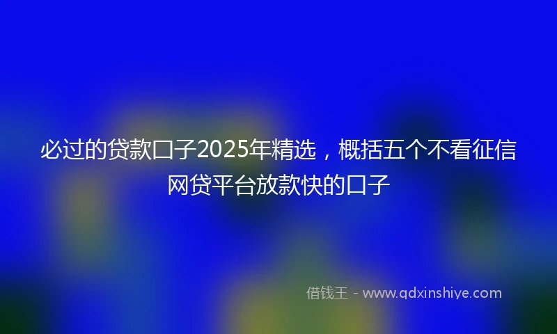 必过的贷款囗子2025年精选，概括五个不看征信网贷平台放款快的口子