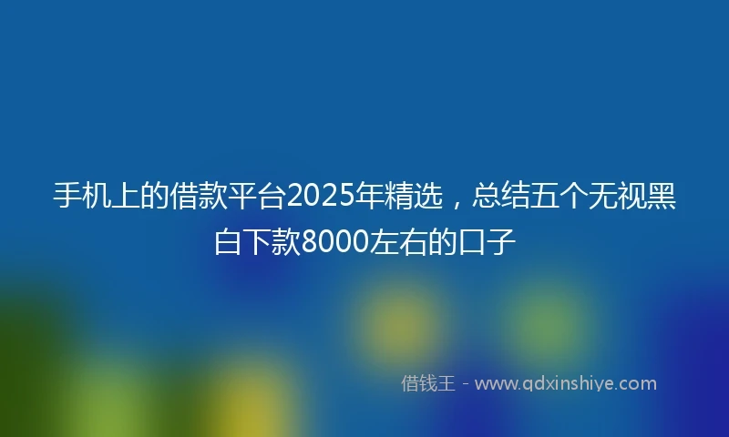 手机上的借款平台2025年精选，总结五个无视黑白下款8000左右的口子