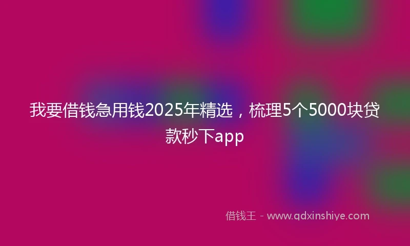 我要借钱急用钱2025年精选，梳理5个5000块贷款秒下app
