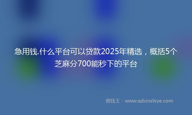 急用钱.什么平台可以贷款2025年精选，概括5个芝麻分700能秒下的平台