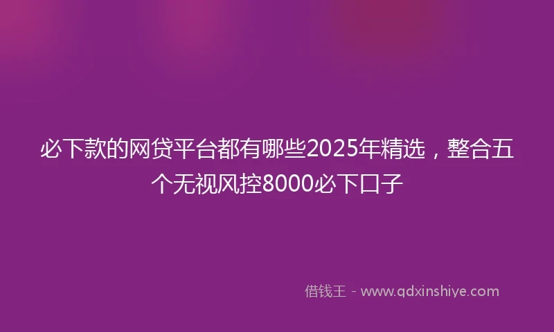 必下款的网贷平台都有哪些2025年精选，整合五个无视风控8000必下口子