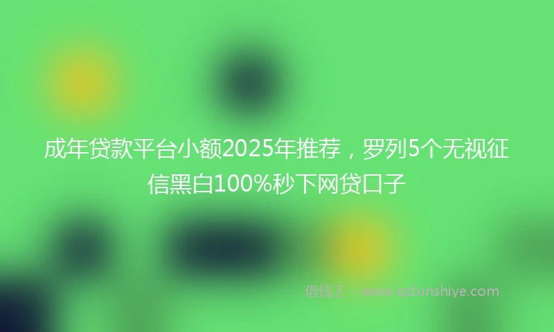 成年贷款平台小额2025年推荐，罗列5个无视征信黑白100%秒下网贷口子