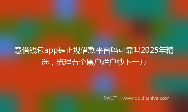 慧借钱包app是正规借款平台吗可靠吗2025年精选，梳理五个黑户烂户秒下一万