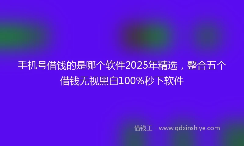 手机号借钱的是哪个软件2025年精选，整合五个借钱无视黑白100%秒下软件