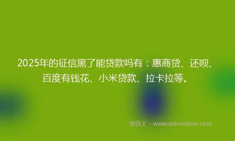 2025年的征信黑了能贷款吗有：惠商贷、还呗、百度有钱花、小米贷款、拉卡拉等。