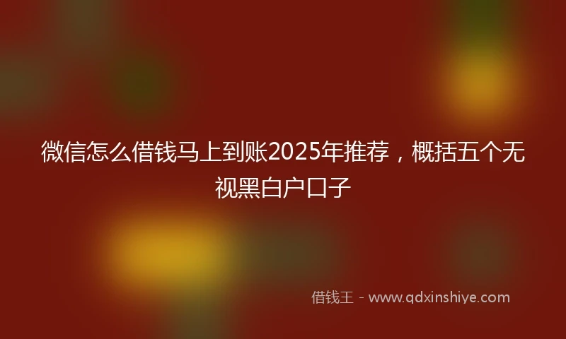 微信怎么借钱马上到账2025年推荐，概括五个无视黑白户口子