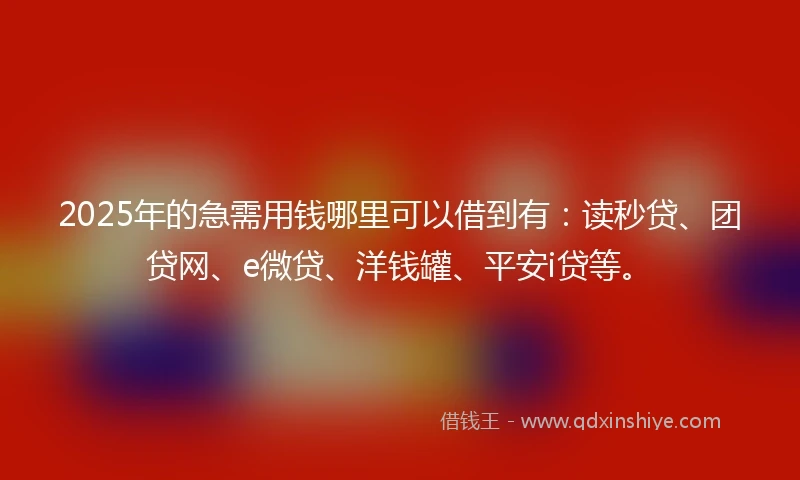 2025年的急需用钱哪里可以借到有：读秒贷、团贷网、e微贷、洋钱罐、平安i贷等。
