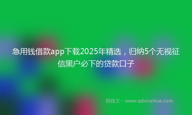 急用钱借款app下载2025年精选，归纳5个无视征信黑户必下的贷款口子