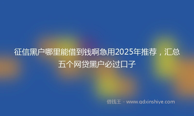 征信黑户哪里能借到钱啊急用2025年推荐，汇总五个网贷黑户必过口子
