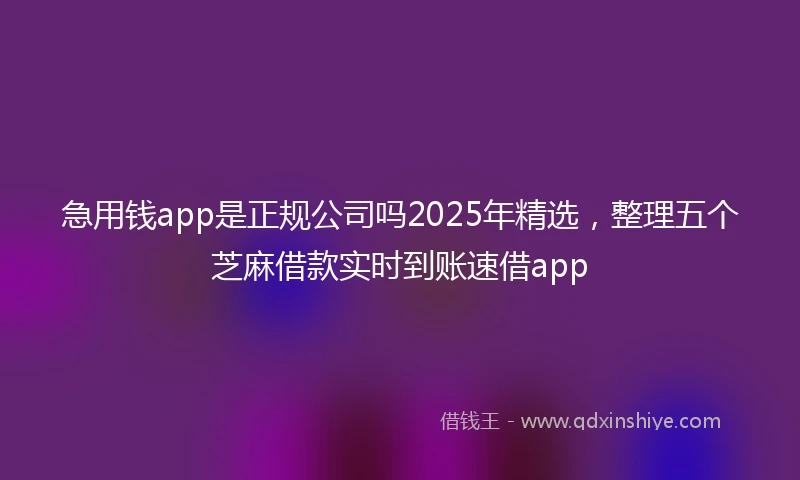 急用钱app是正规公司吗2025年精选，整理五个芝麻借款实时到账速借app