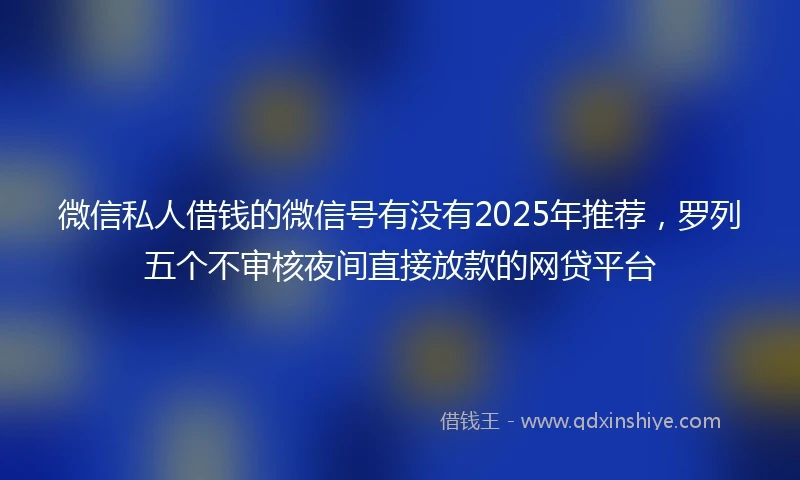 微信私人借钱的微信号有没有2025年推荐，罗列五个不审核夜间直接放款的网贷平台