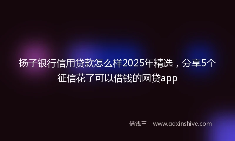 扬子银行信用贷款怎么样2025年精选，分享5个征信花了可以借钱的网贷app