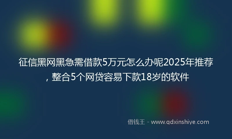 征信黑网黑急需借款5万元怎么办呢2025年推荐，整合5个网贷容易下款18岁的软件