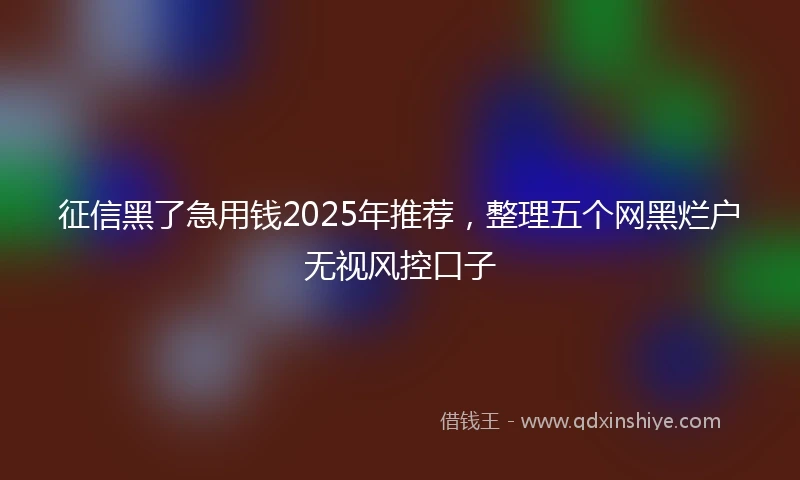 征信黑了急用钱2025年推荐，整理五个网黑烂户无视风控口子