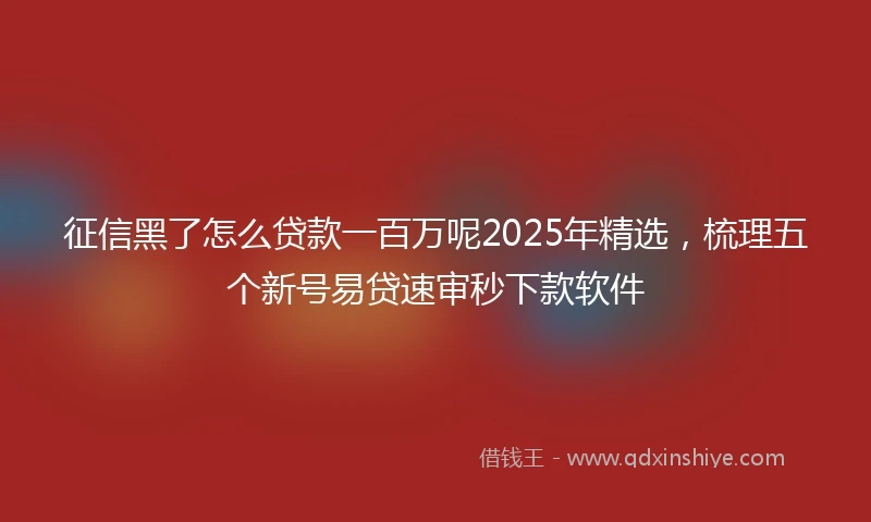 征信黑了怎么贷款一百万呢2025年精选,梳理五个新号易贷速审秒下款软件