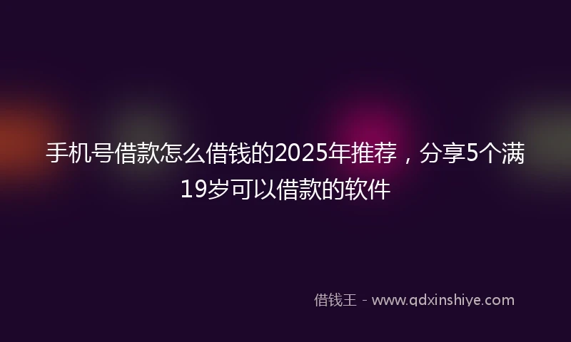 手机号借款怎么借钱的2025年推荐，分享5个满19岁可以借款的软件
