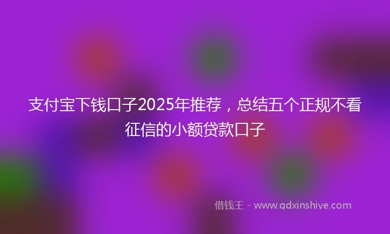 支付宝下钱口子2025年推荐，总结五个正规不看征信的小额贷款口子