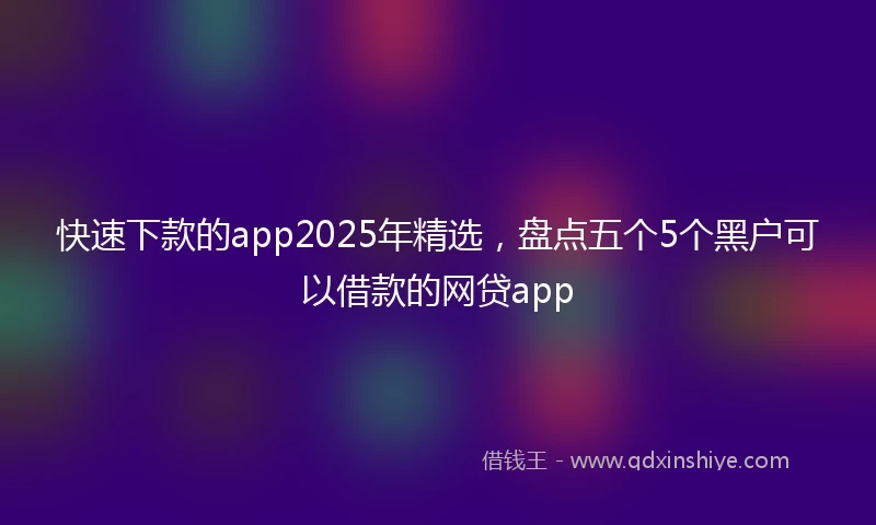 快速下款的app2025年精选，盘点五个5个黑户可以借款的网贷app