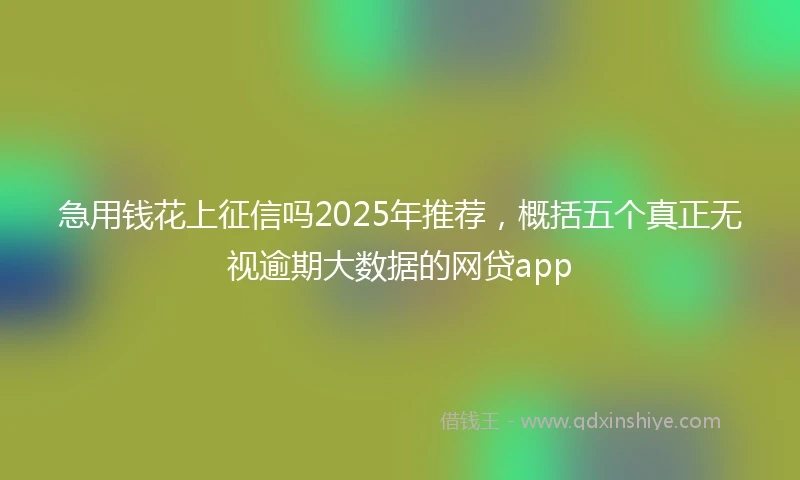 急用钱花上征信吗2025年推荐，概括五个真正无视逾期大数据的网贷app