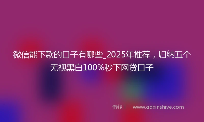 微信能下款的口子有哪些_2025年推荐，归纳五个无视黑白100%秒下网贷口子