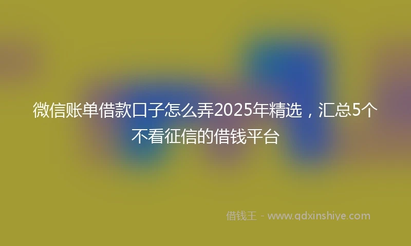 微信账单借款口子怎么弄2025年精选，汇总5个不看征信的借钱平台